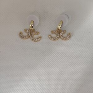 Elegant Gold and Silver CC Crescent Earrings With Silver Accents